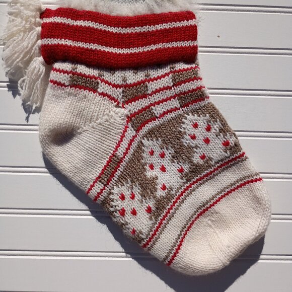 POTTERY BARN Christmas Stocking Classic Fair Isle Knitted Polar Bear Monogram - Picture 2 of 14